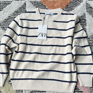 NWT Zara Kid’s Cream and Navy Striped Sweater